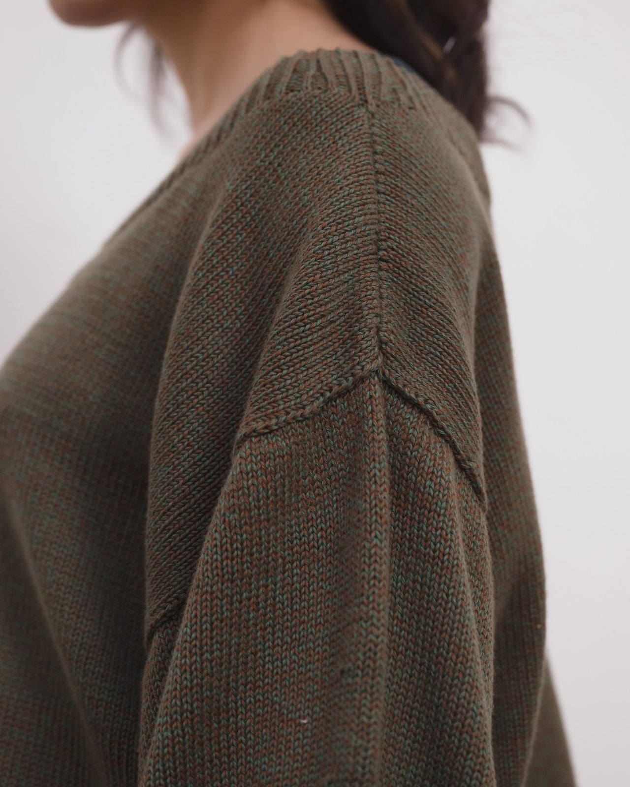 Calla Sweater - Organic Cotton Knit - Green / Brown