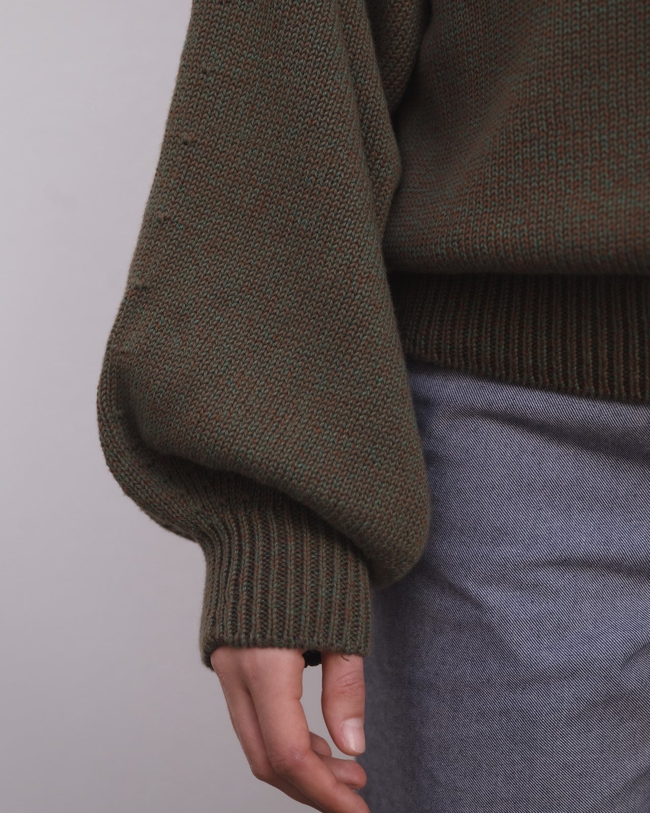 Calla Sweater - Organic Cotton Knit - Green / Brown