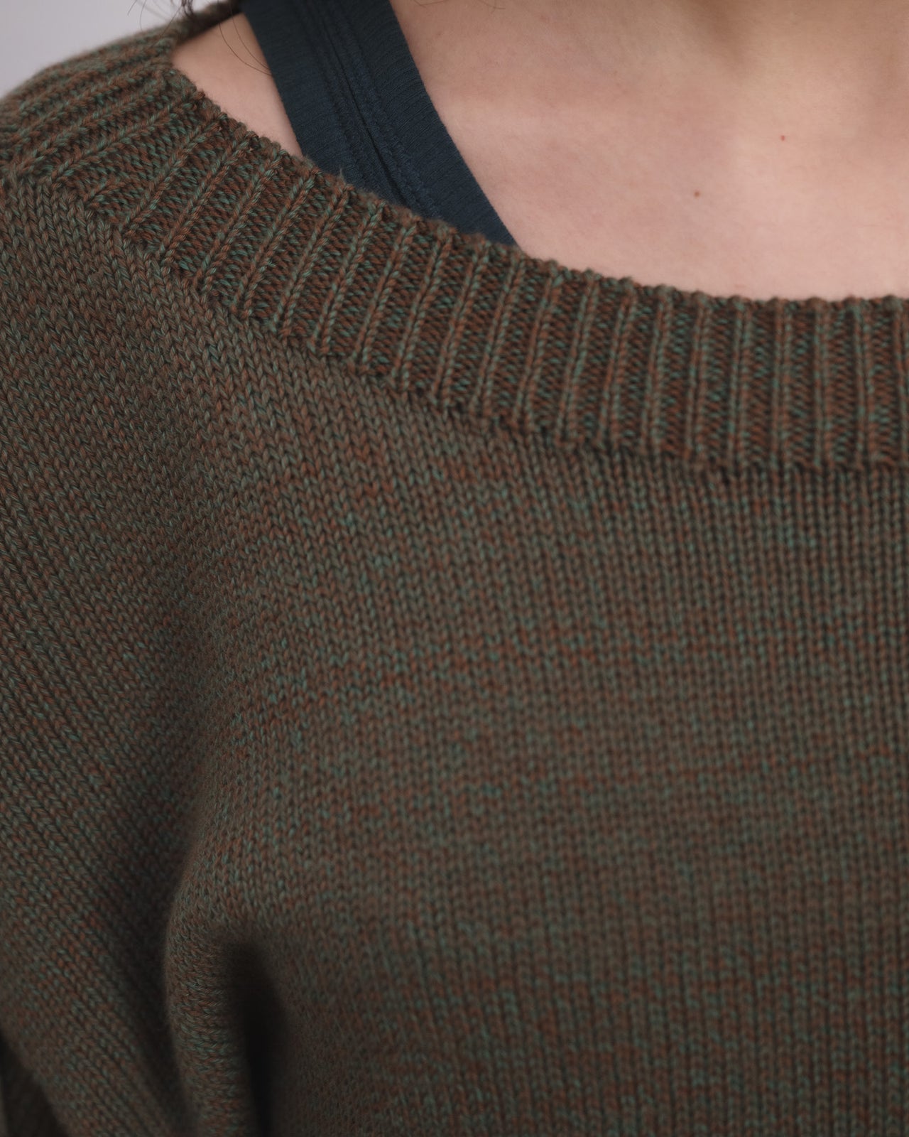 Calla Sweater - Organic Cotton Knit - Green / Brown