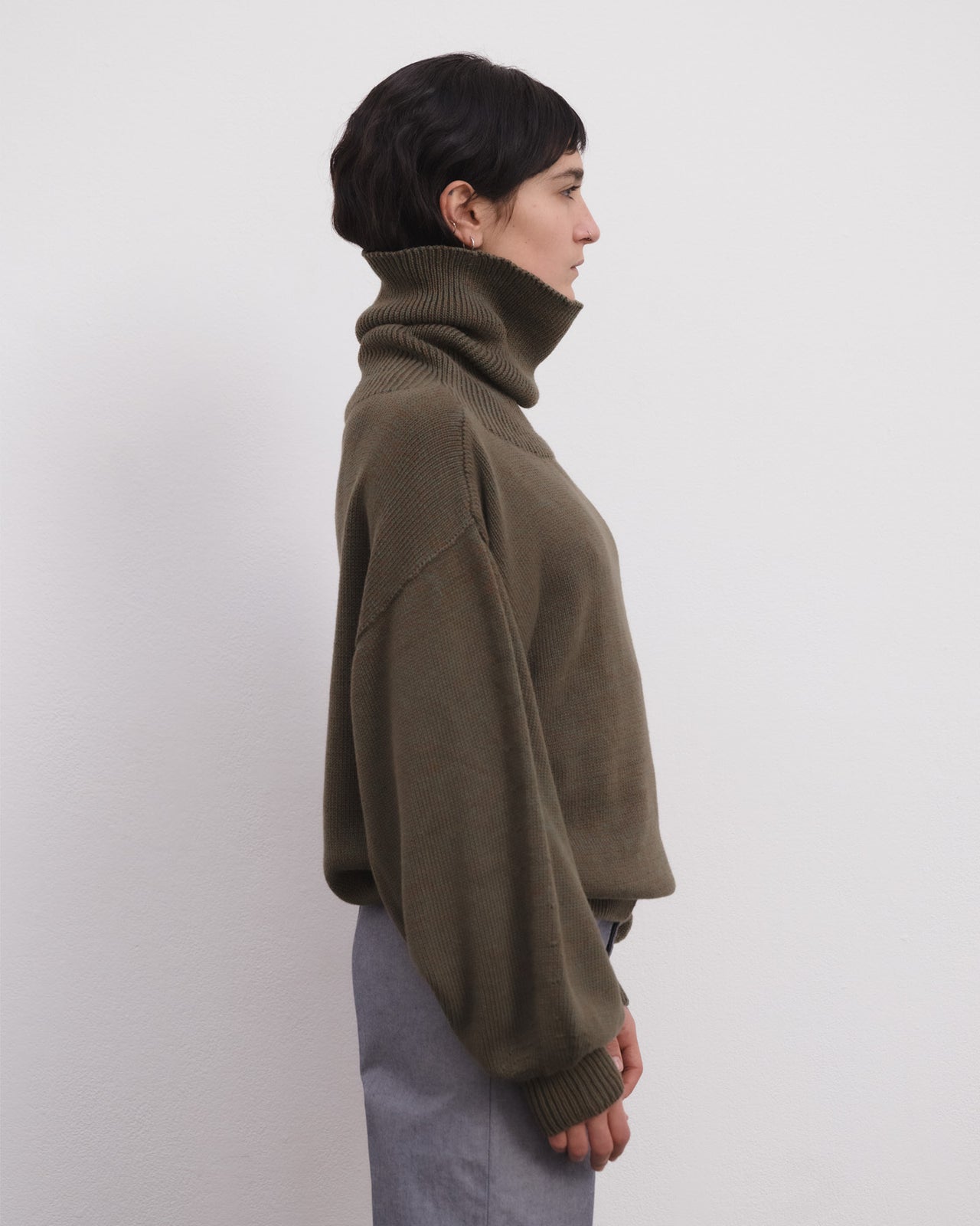 Calla Turtleneck - Organic Cotton Knit - Green / Brown