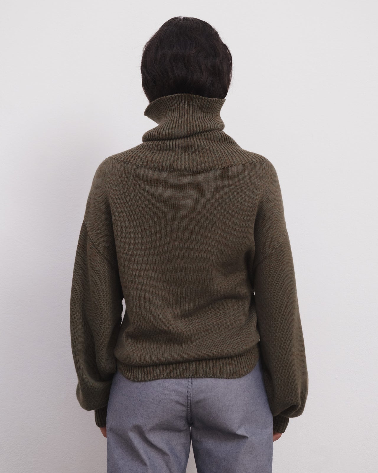 Calla Turtleneck - Organic Cotton Knit - Green / Brown