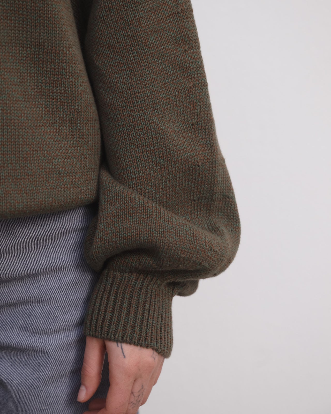 Calla Turtleneck - Organic Cotton Knit - Green / Brown