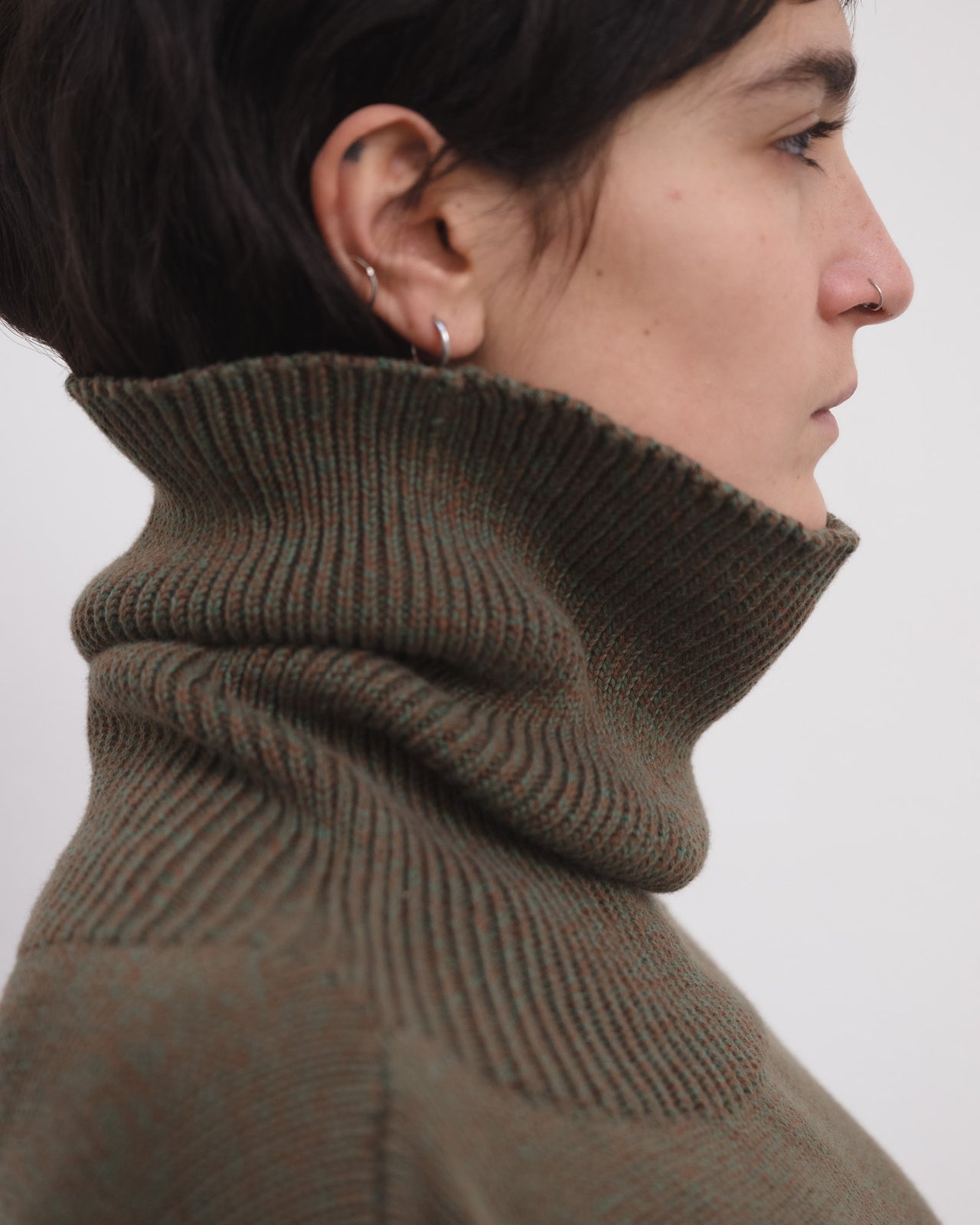 Calla Turtleneck - Organic Cotton Knit - Green / Brown