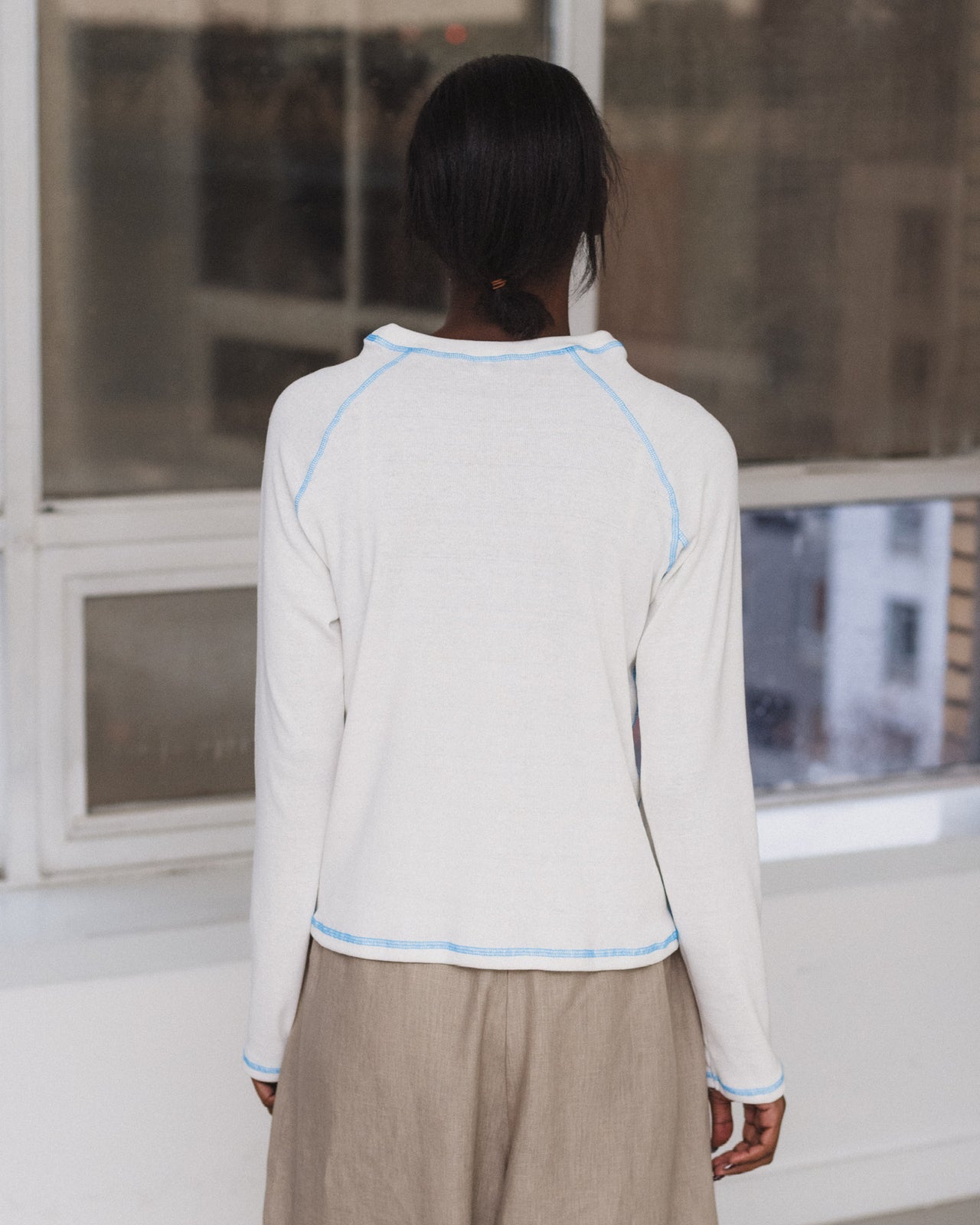 Cast Long Sleeve Tee - Recycled Cotton - Undyed / Blue