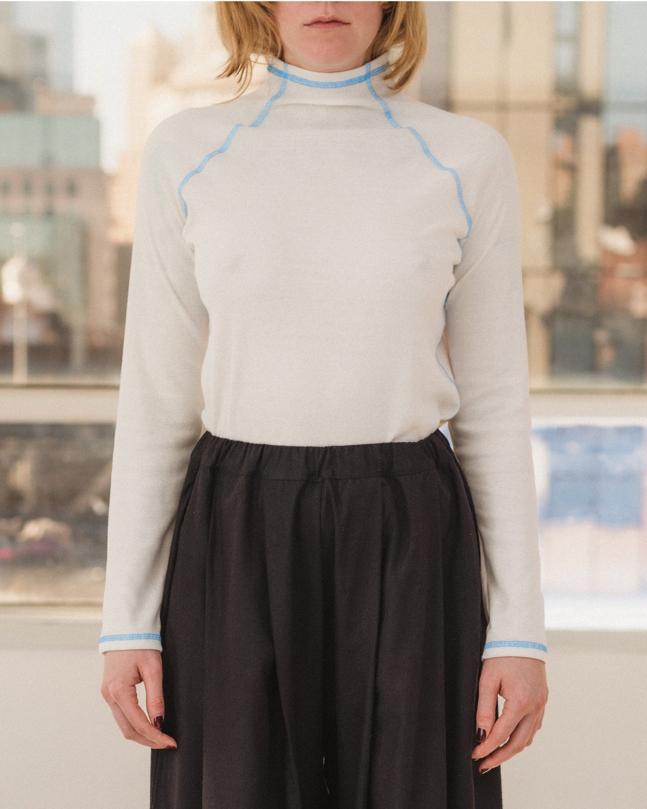 Cast Turtleneck - Recycled Cotton - Undyed / Blue