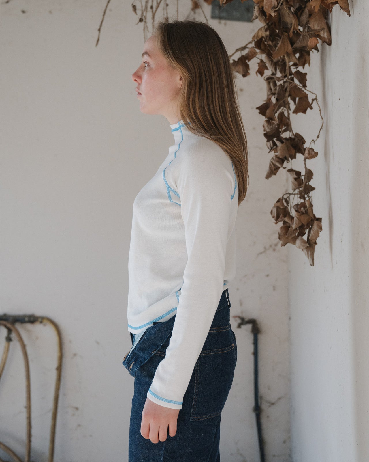 Cast Turtleneck - Recycled Cotton - Undyed / Blue