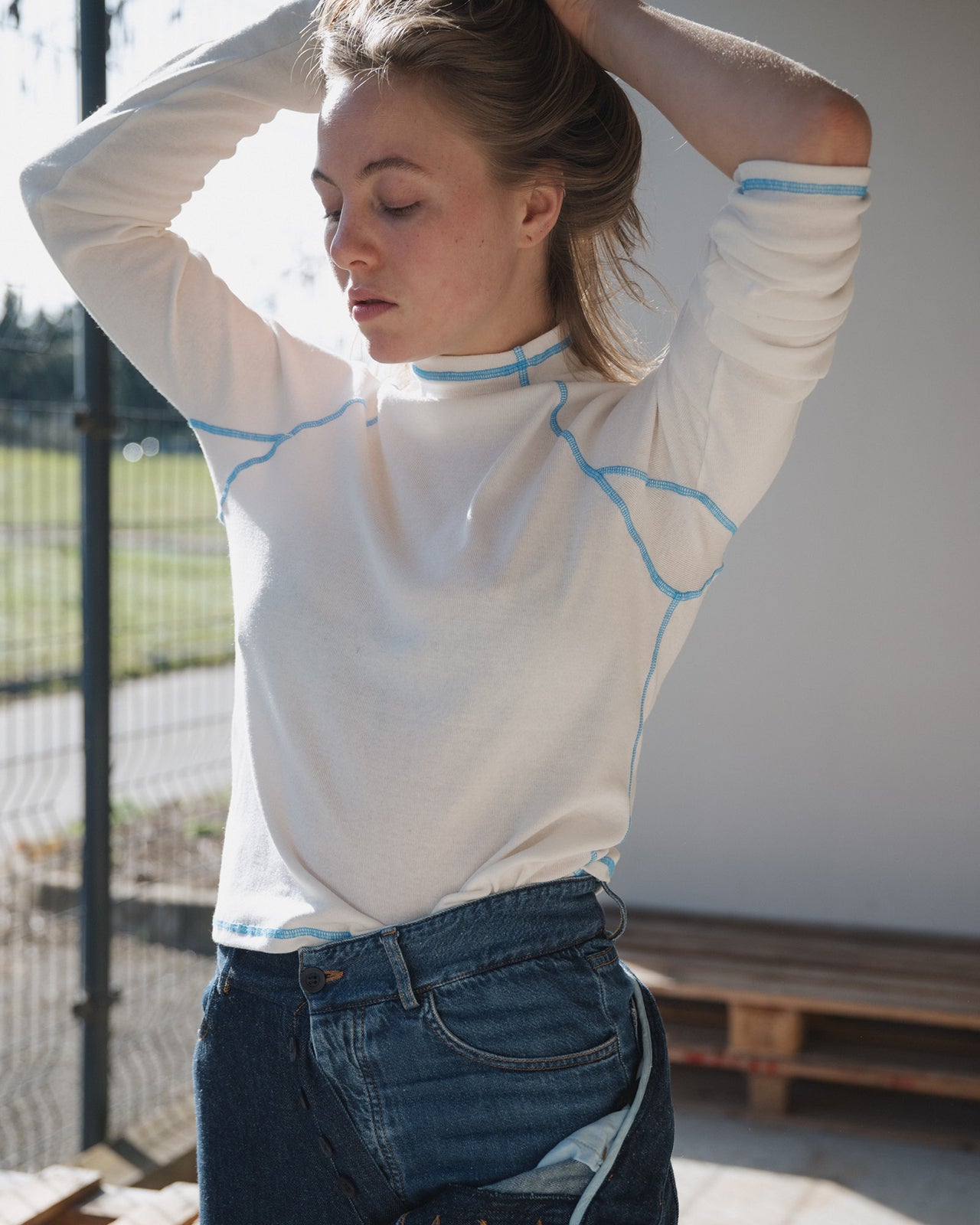 Cast Turtleneck - Recycled Cotton - Undyed / Blue