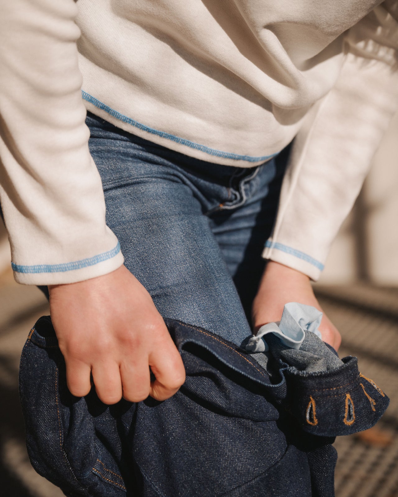 Cast Turtleneck - Recycled Cotton - Undyed / Blue