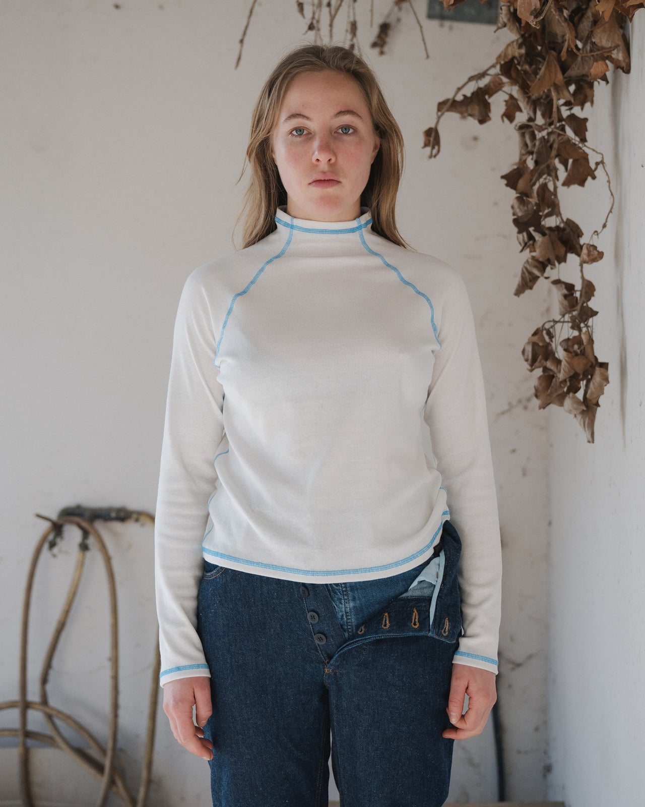 Cast Turtleneck - Recycled Cotton - Undyed / Blue