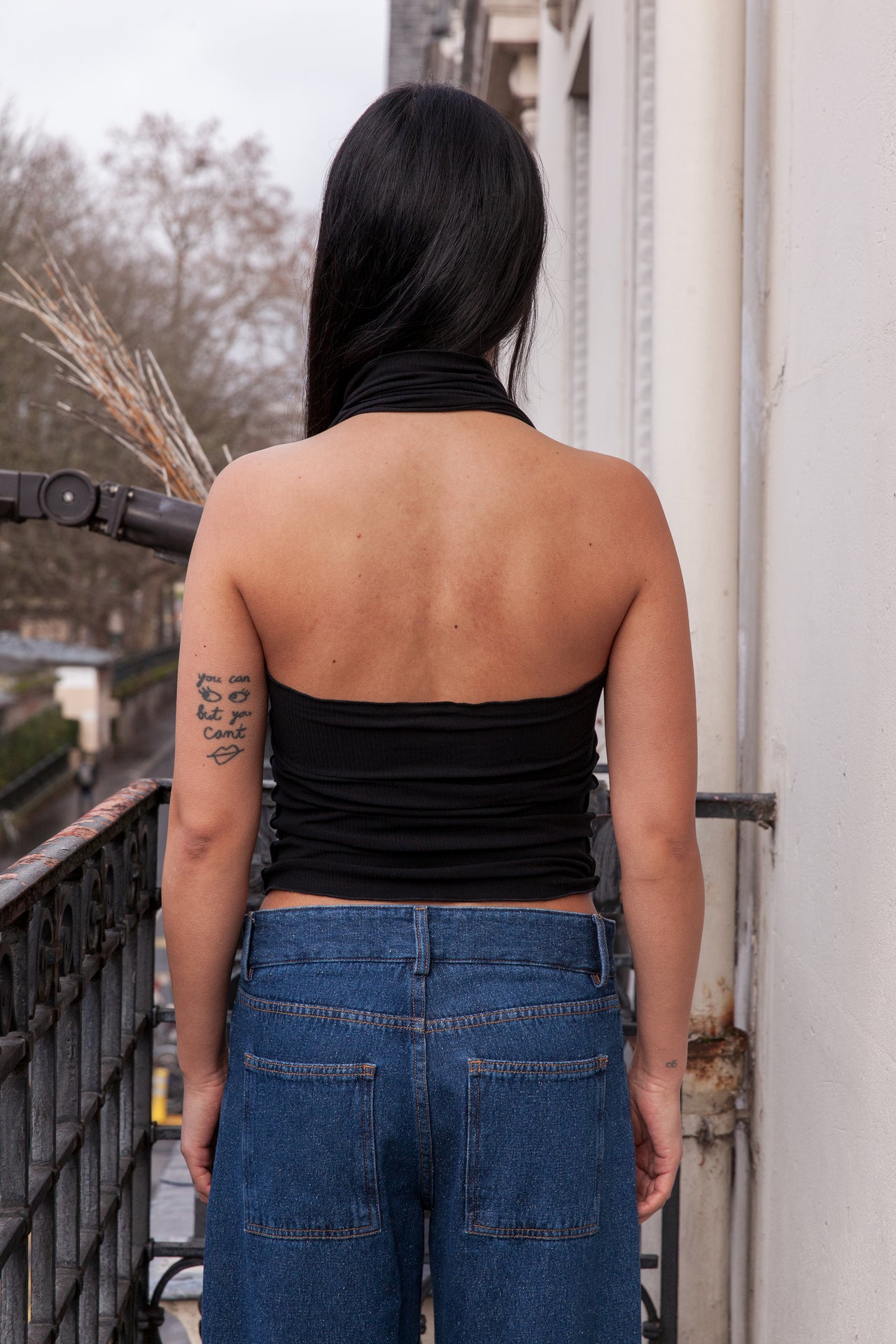 Cinder Halter Top - Fine Cotton Rib - Black