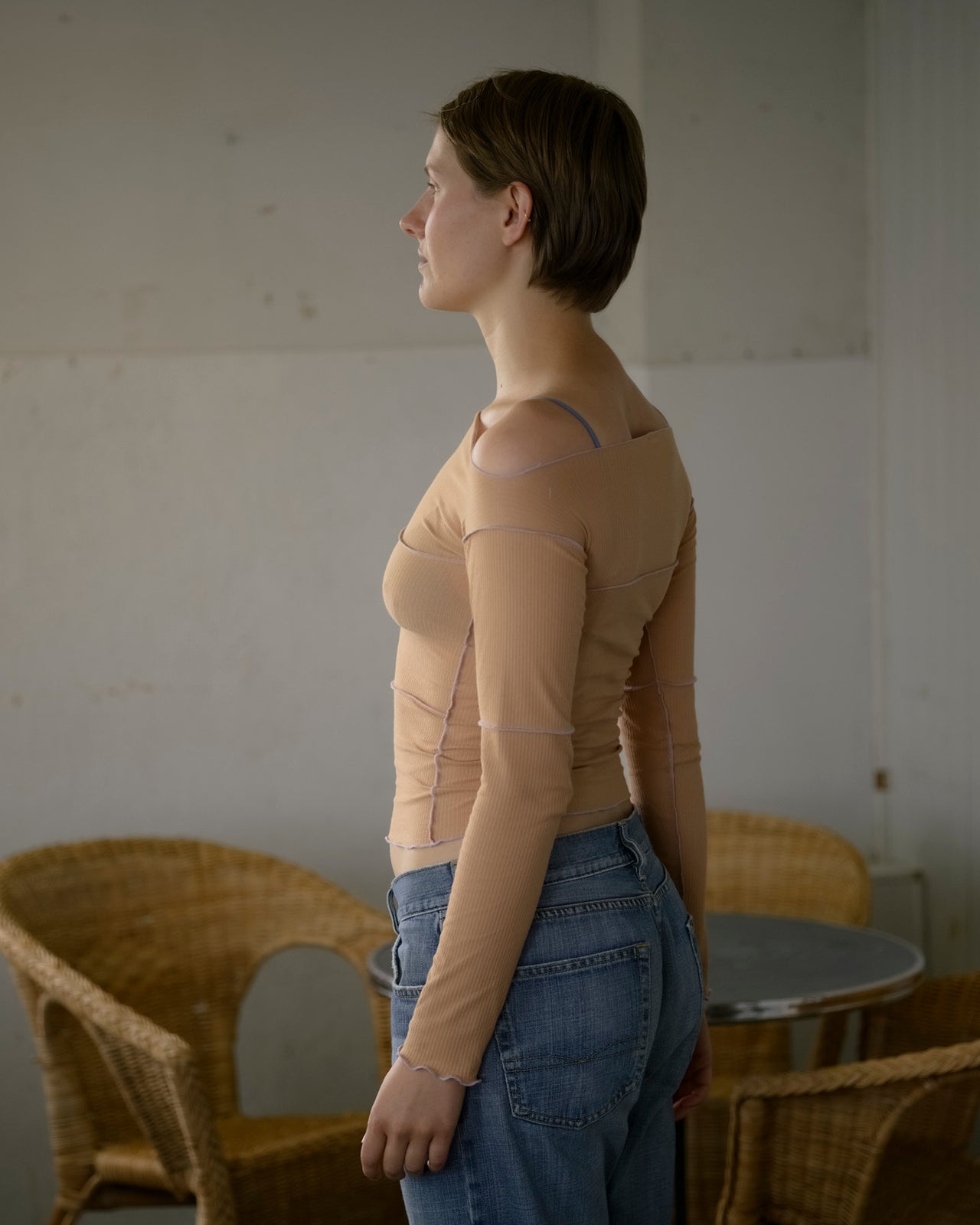 Cinder Long Sleeve Tee - Organic Cotton Rib - Aural / Purple