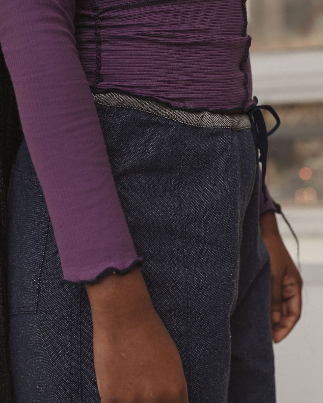 Cinder Long Sleeve Tee - Organic Cotton Rib - Venet Purple