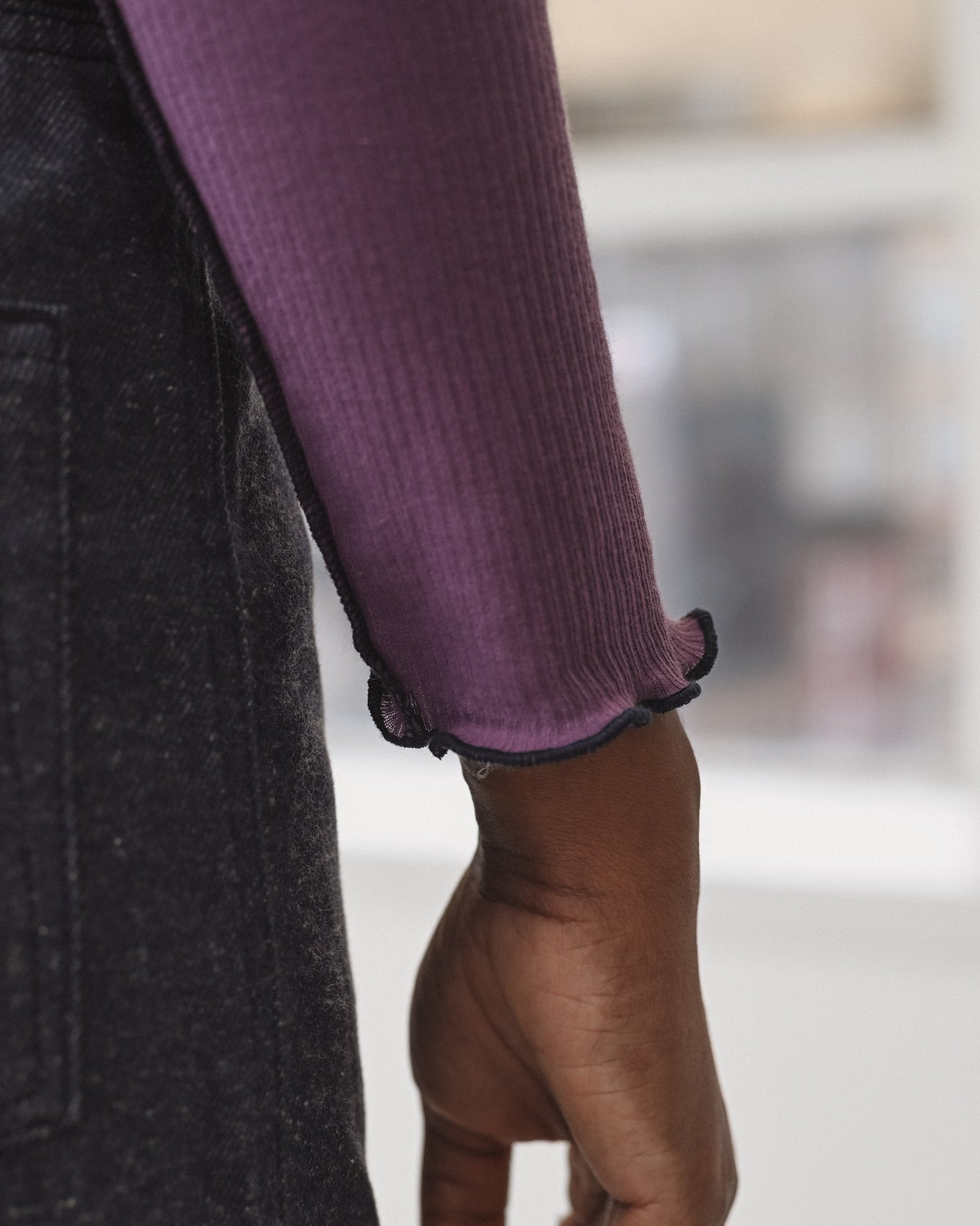 Cinder Long Sleeve Tee - Organic Cotton Rib - Venet Purple