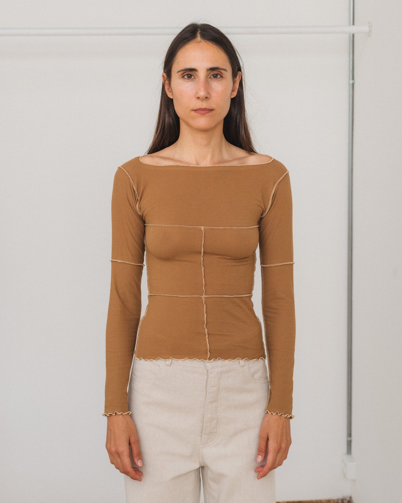Cinder Long Sleeve Tee - Organic Cotton Rib - Alamillo Brown