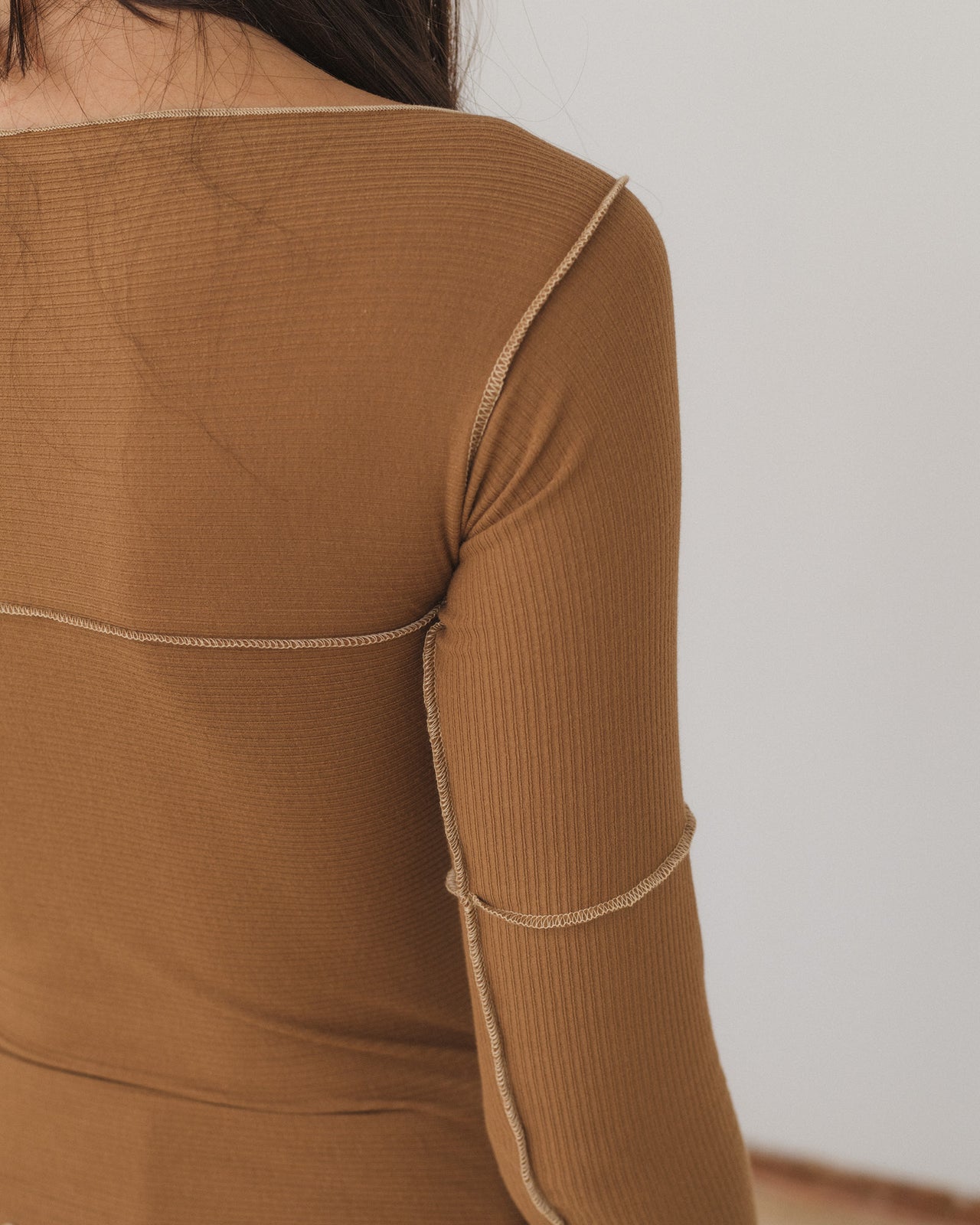 Cinder Long Sleeve Tee - Organic Cotton Rib - Alamillo Brown