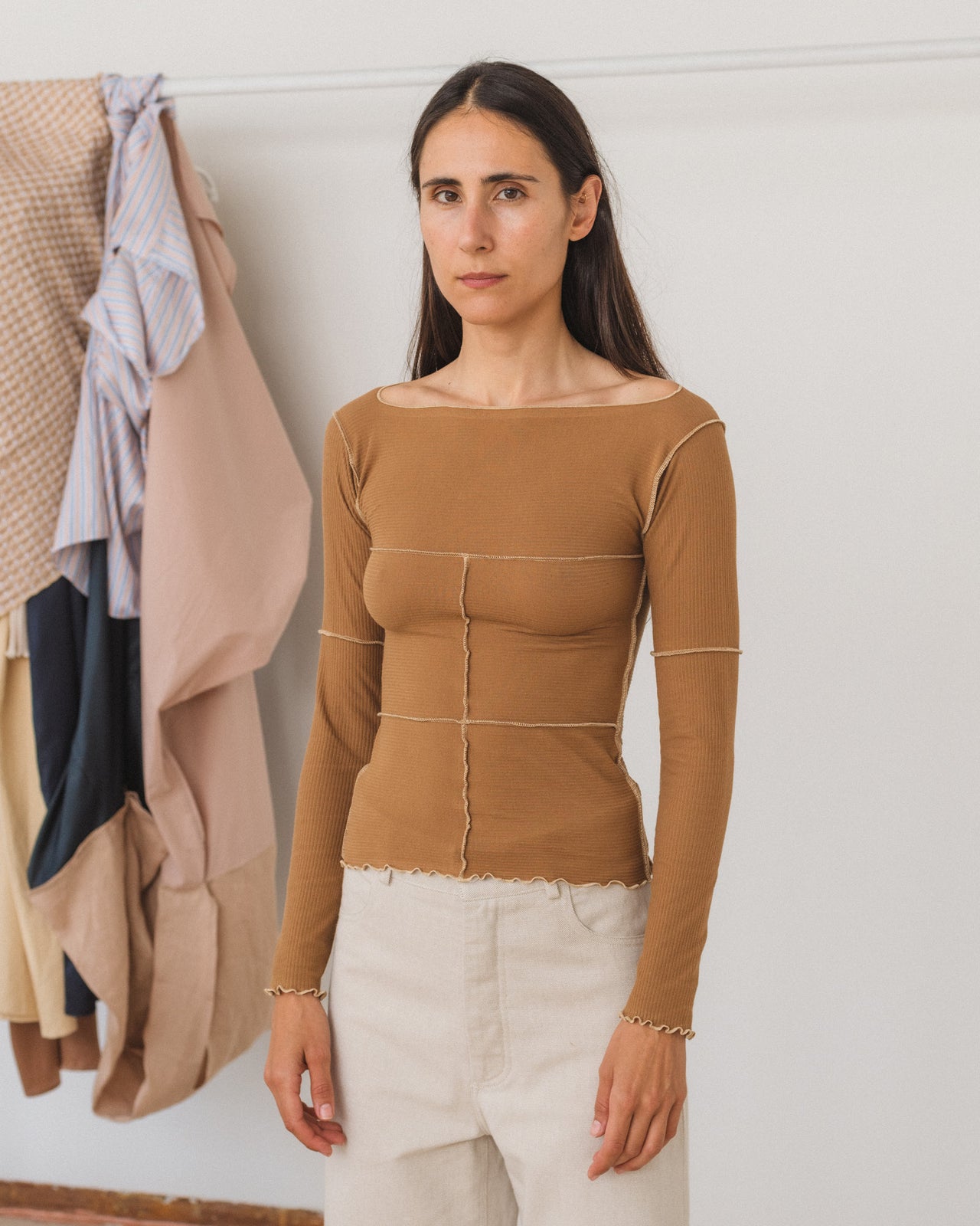 Cinder Long Sleeve Tee - Organic Cotton Rib - Alamillo Brown