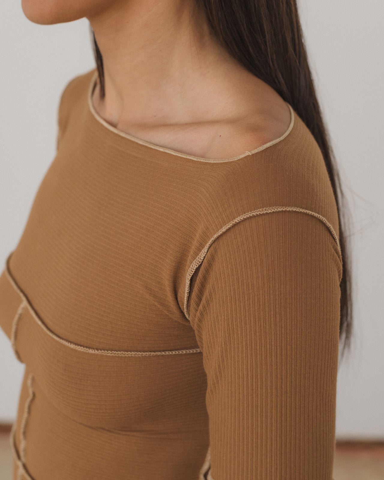 Cinder Long Sleeve Tee - Organic Cotton Rib - Alamillo Brown