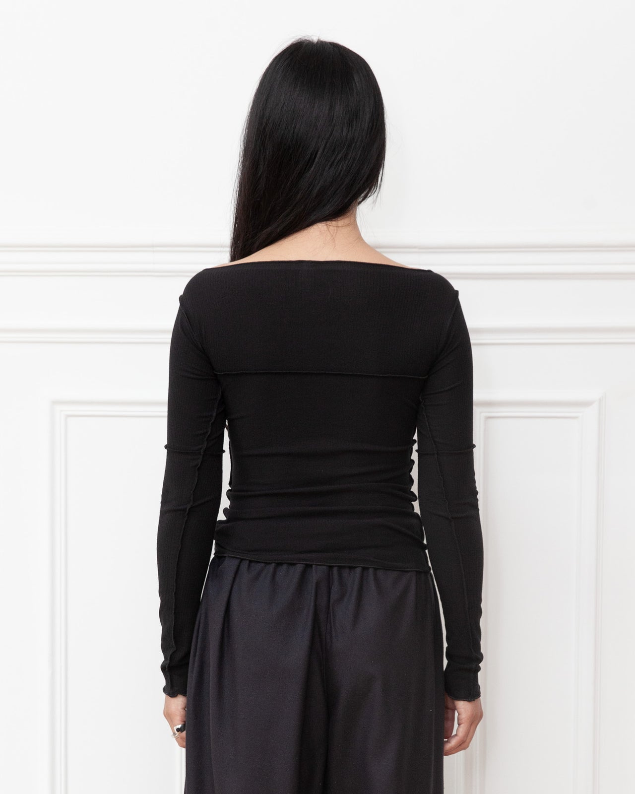 Cinder Long Sleeve Tee - Fine Cotton Rib - Black