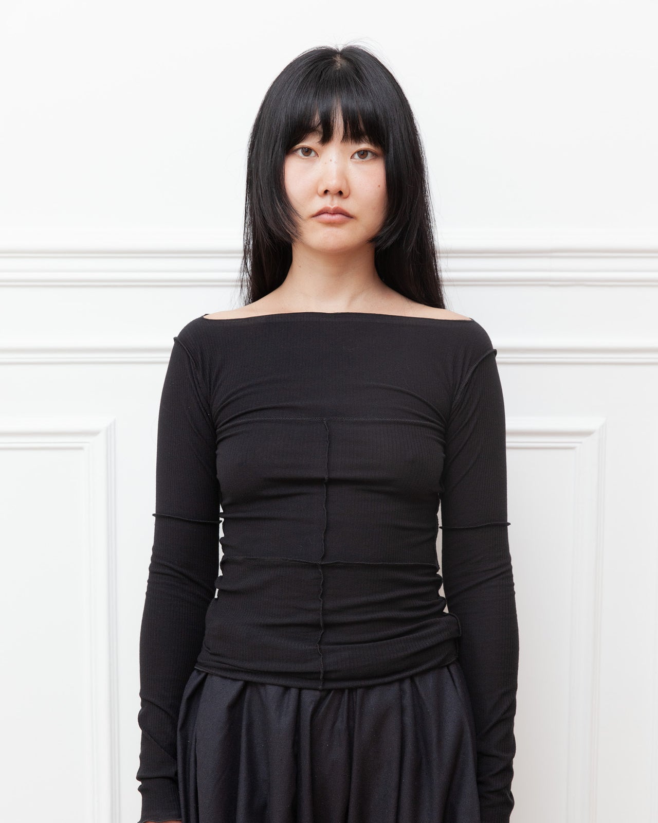 Cinder Long Sleeve Tee - Fine Cotton Rib - Black