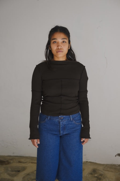Cinder Long Sleeve Tee - Recycled Cotton Rib - Fovea