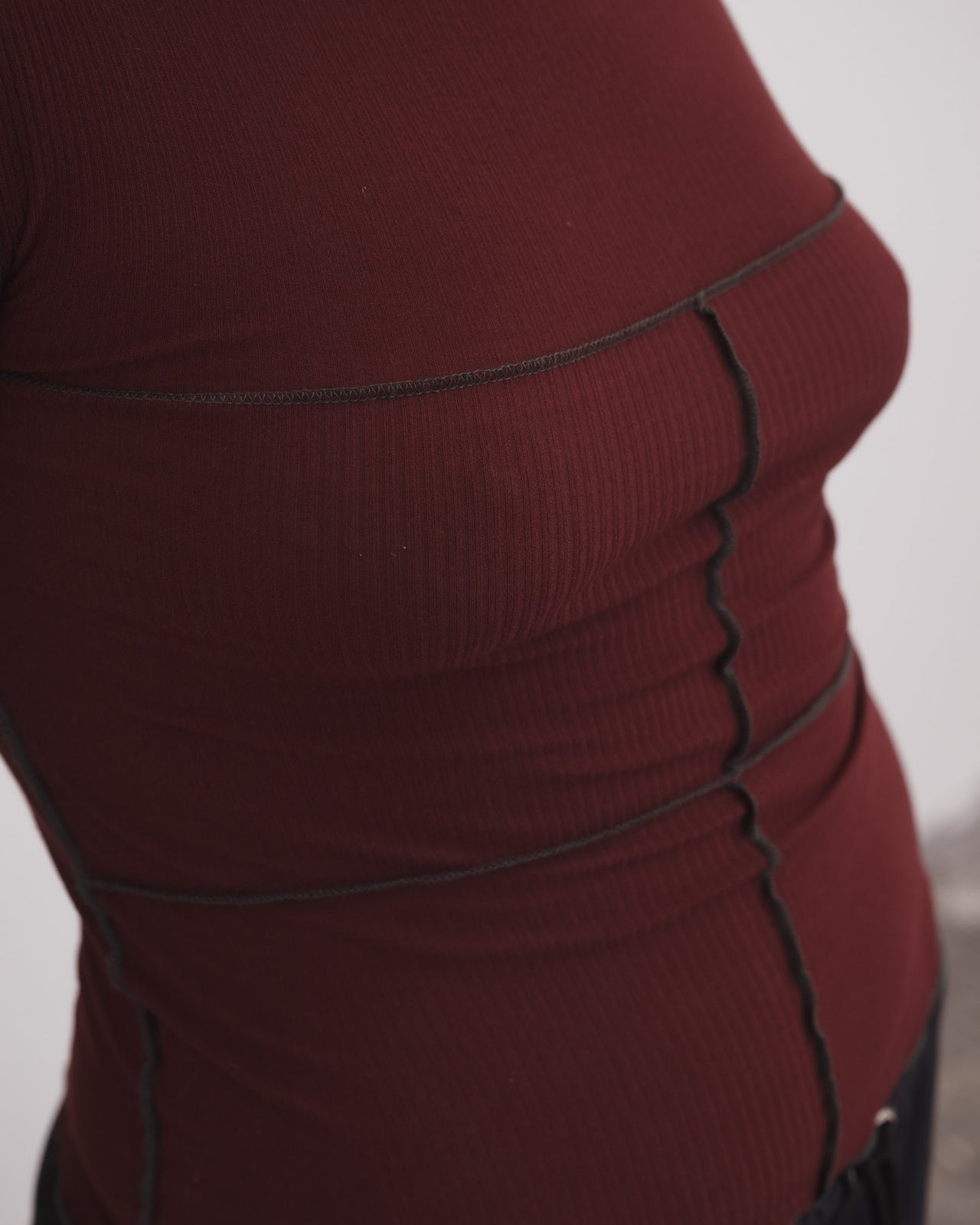 Cinder Long Sleeve Tee - Organic Cotton Rib - Nara Red