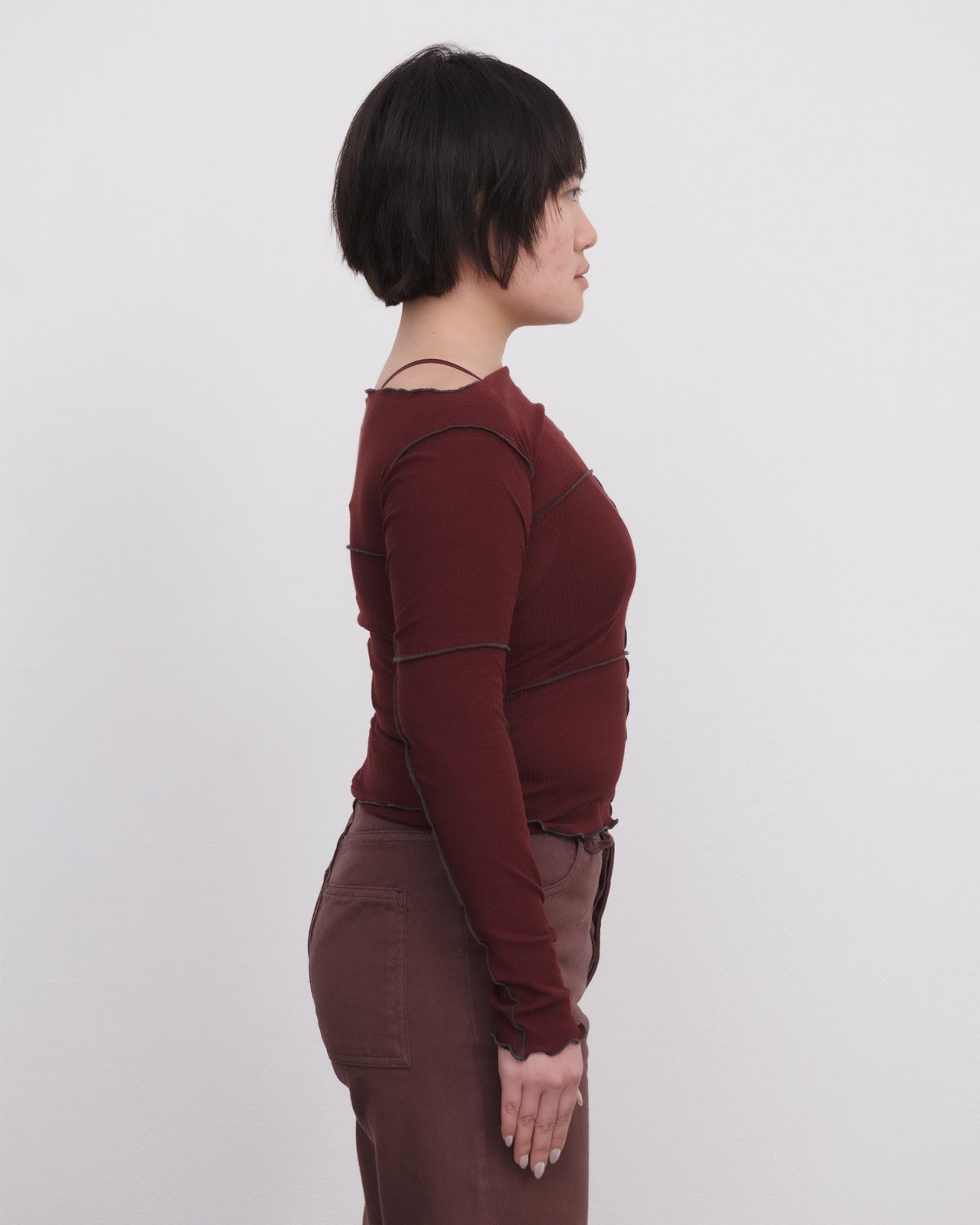Cinder Long Sleeve Tee - Organic Cotton Rib - Nara Red