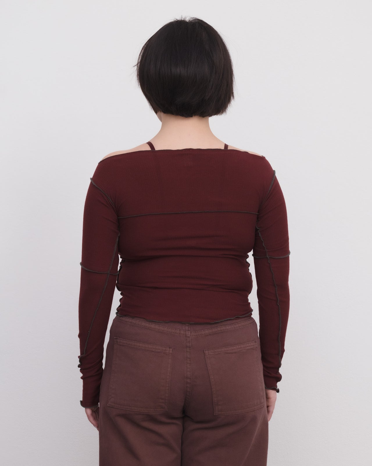 Cinder Long Sleeve Tee - Organic Cotton Rib - Nara Red