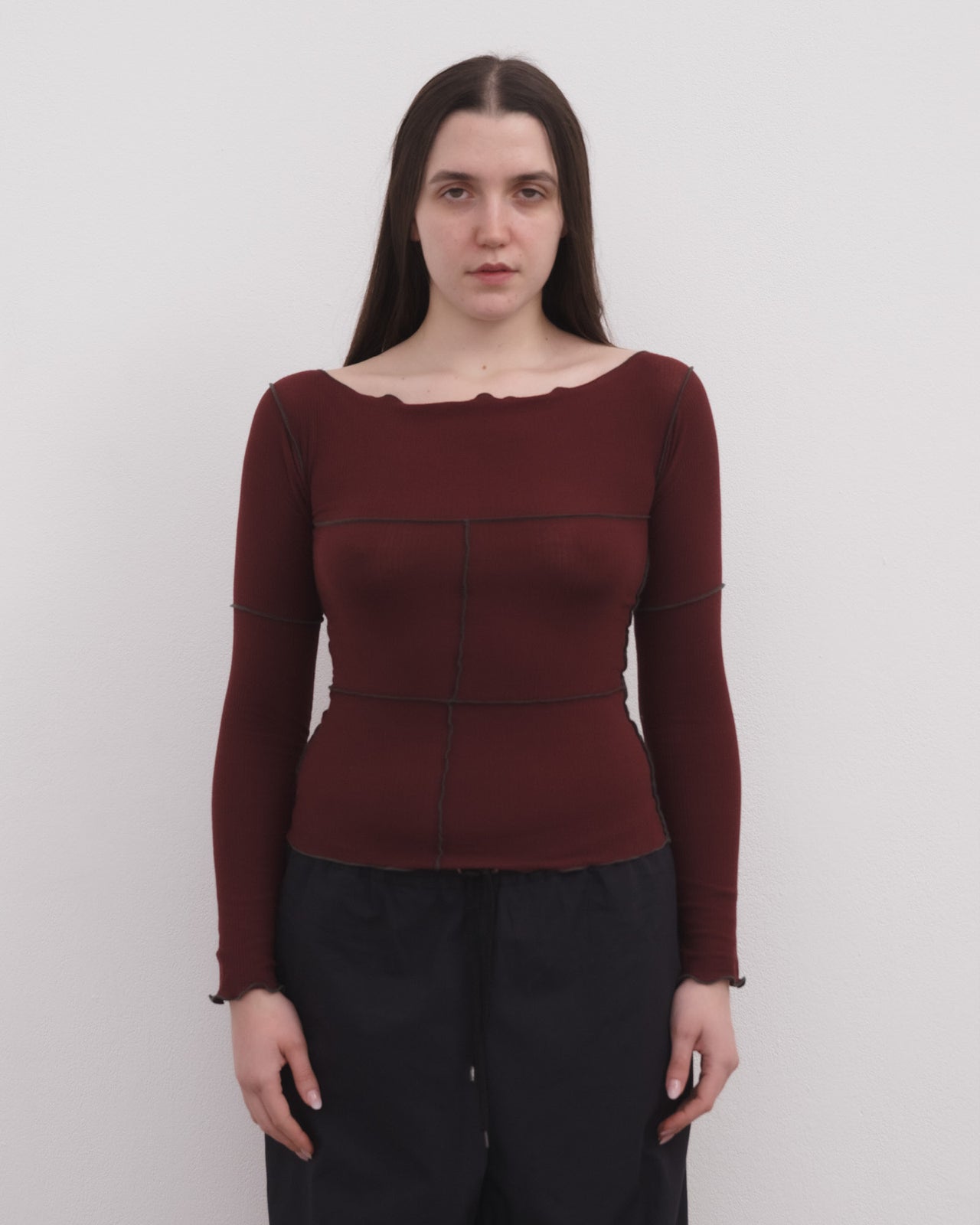 Cinder Long Sleeve Tee - Organic Cotton Rib - Nara Red