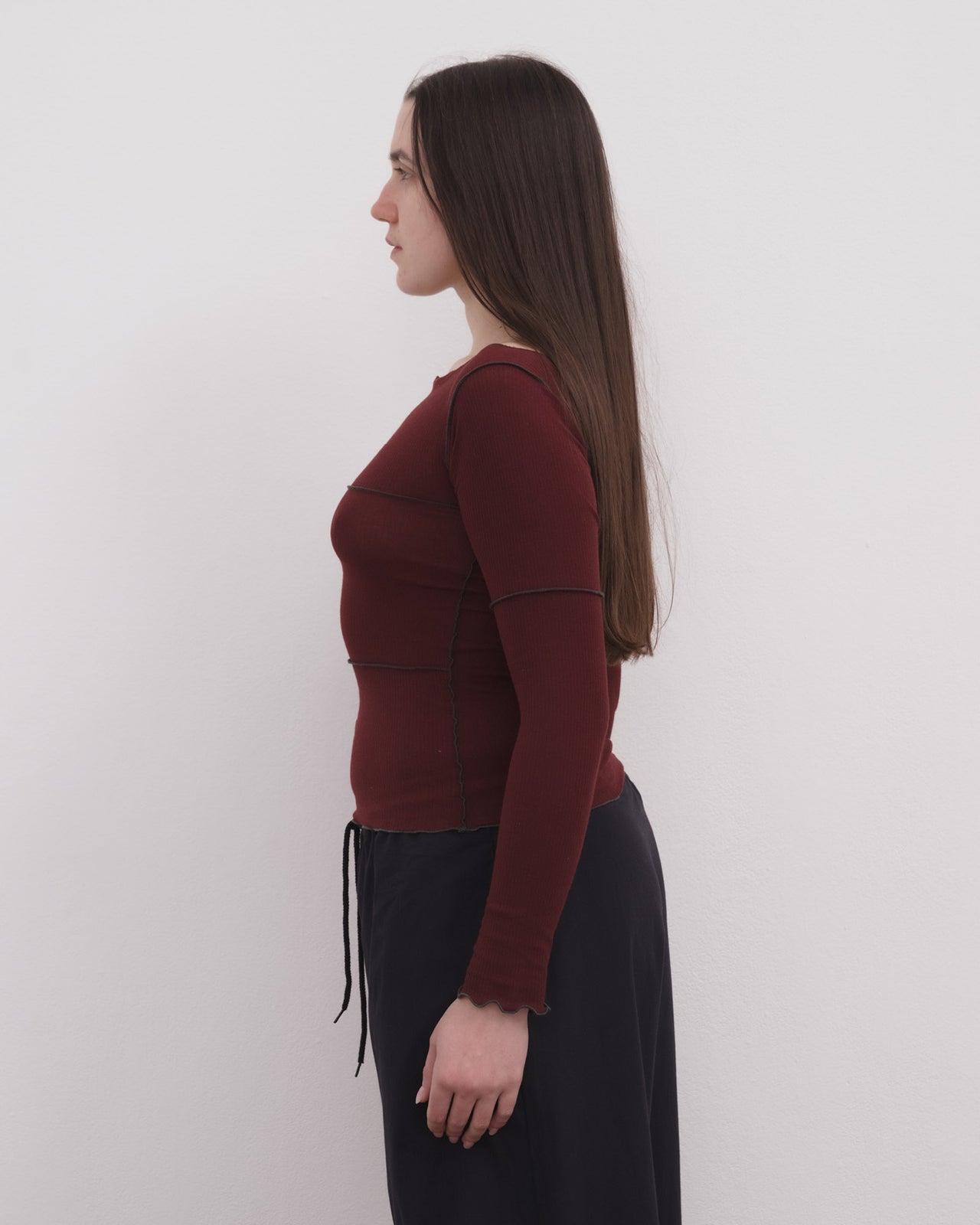 Cinder Long Sleeve Tee - Organic Cotton Rib - Nara Red