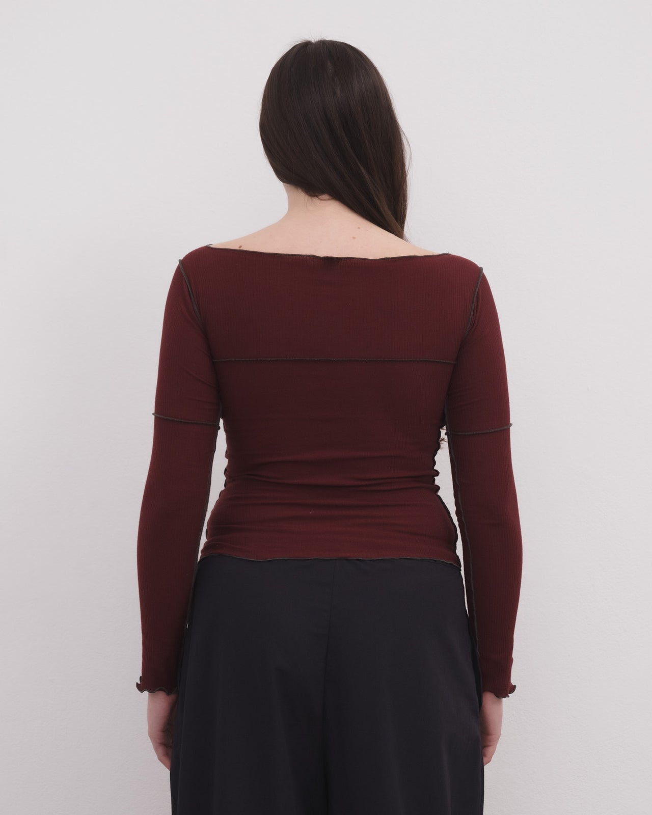 Cinder Long Sleeve Tee - Organic Cotton Rib - Nara Red