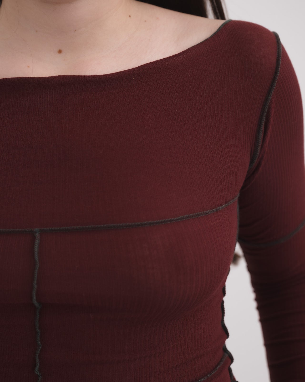 Cinder Long Sleeve Tee - Organic Cotton Rib - Nara Red