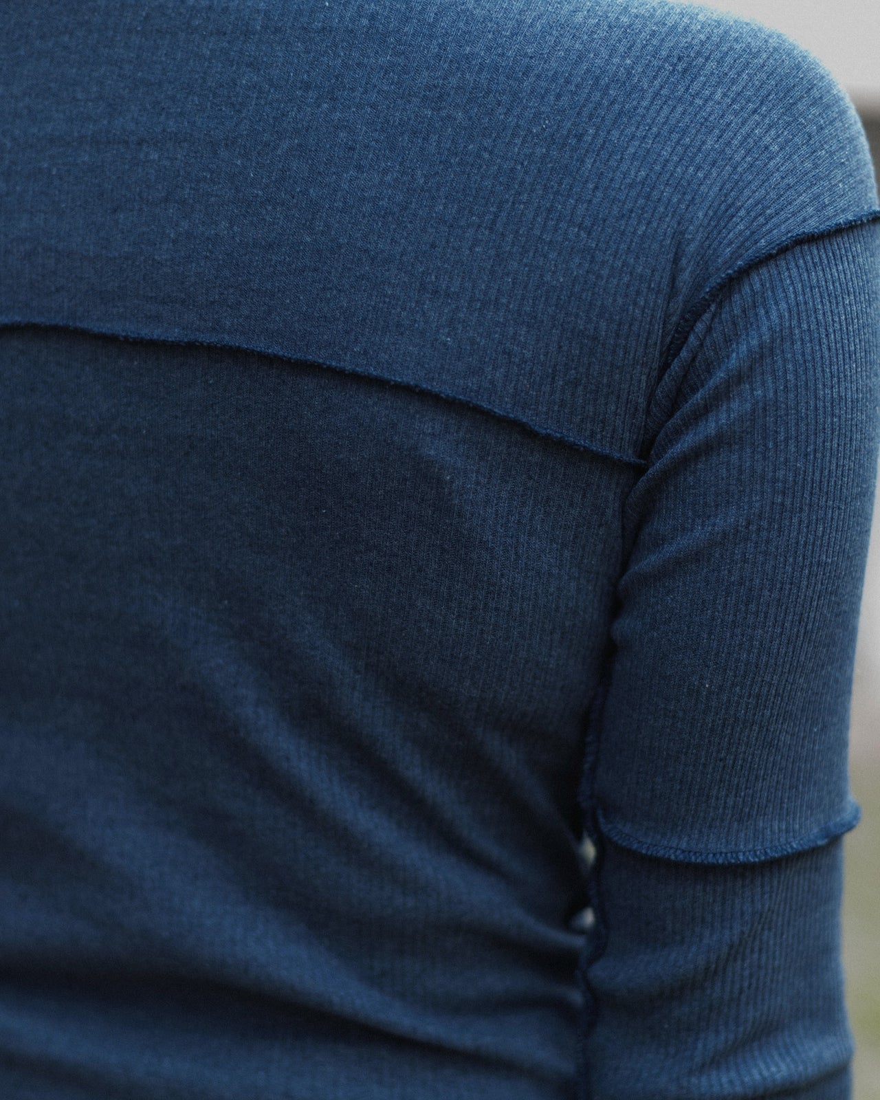 Cinder Long Sleeve Tee - Recycled Cotton Rib - Dark Denim