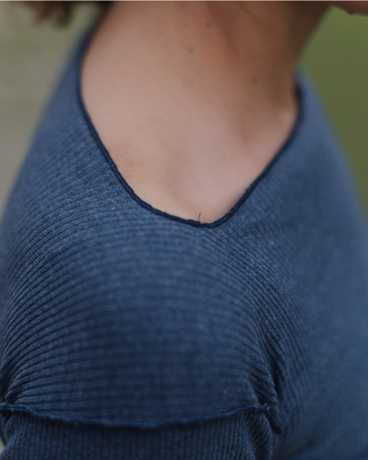 Cinder Long Sleeve Tee - Recycled Cotton Rib - Dark Denim