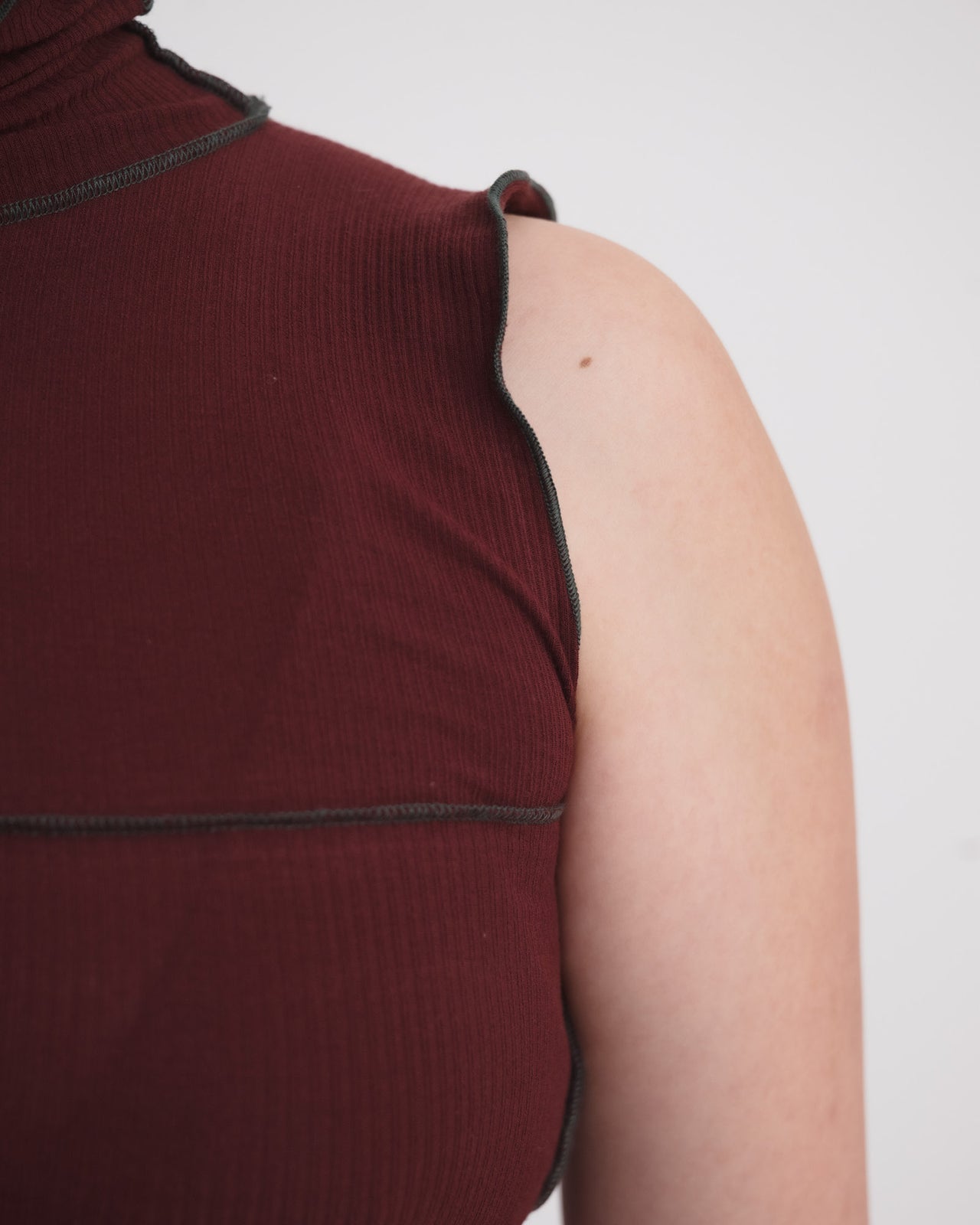 Cinder Turtleneck Tank - Organic Cotton Rib - Nara Red