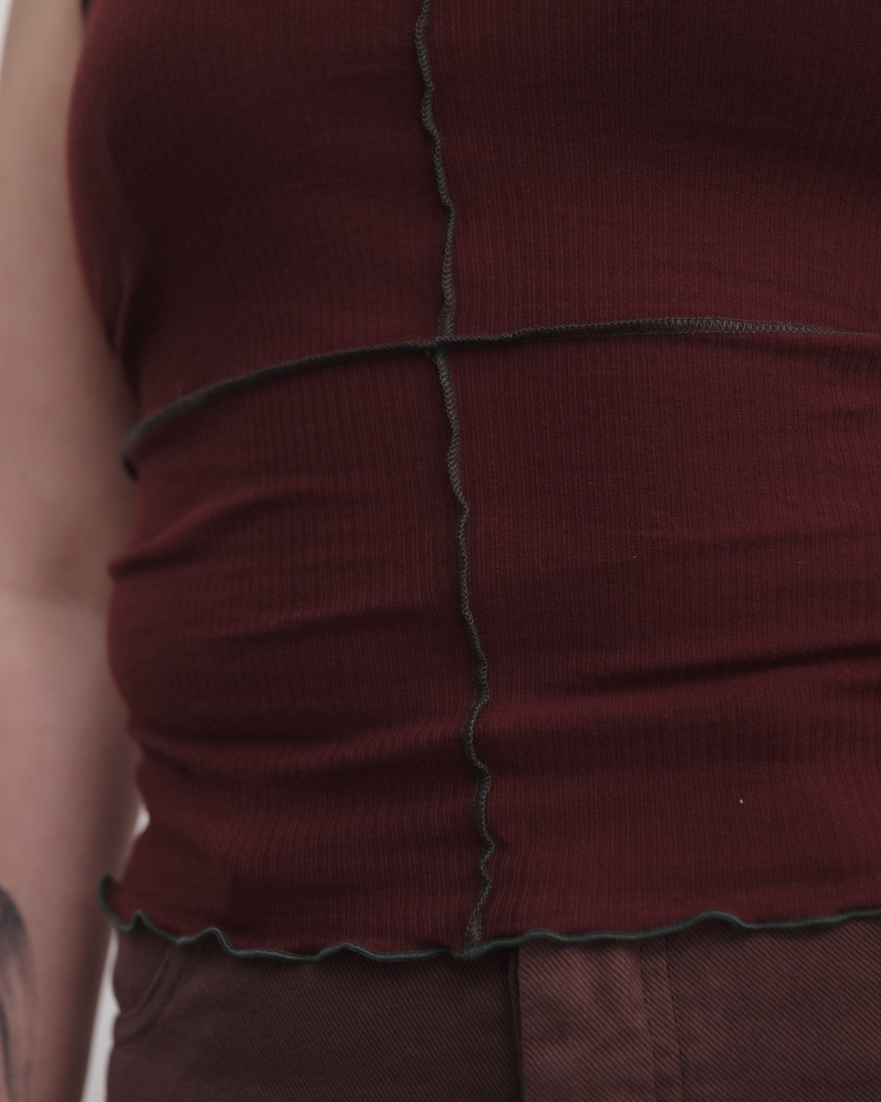 Cinder Turtleneck Tank - Organic Cotton Rib - Nara Red