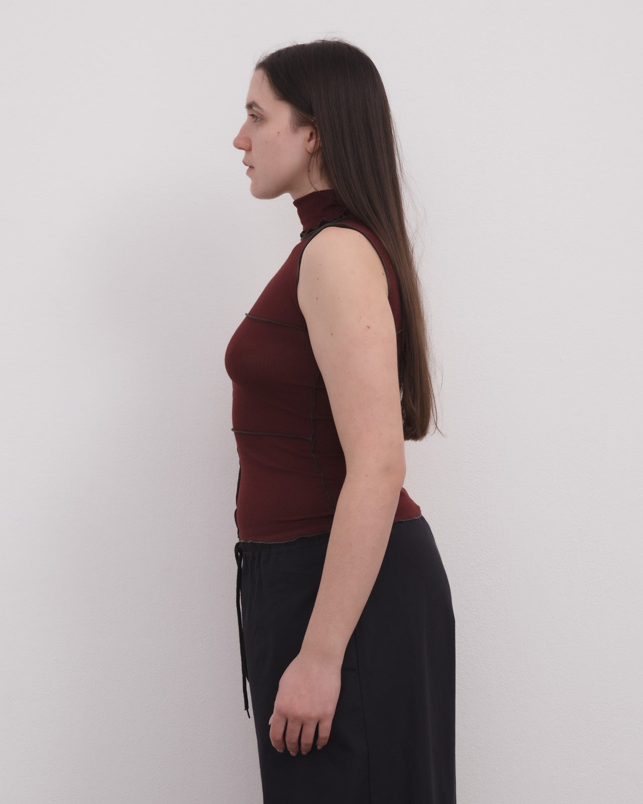 Cinder Turtleneck Tank - Organic Cotton Rib - Nara Red