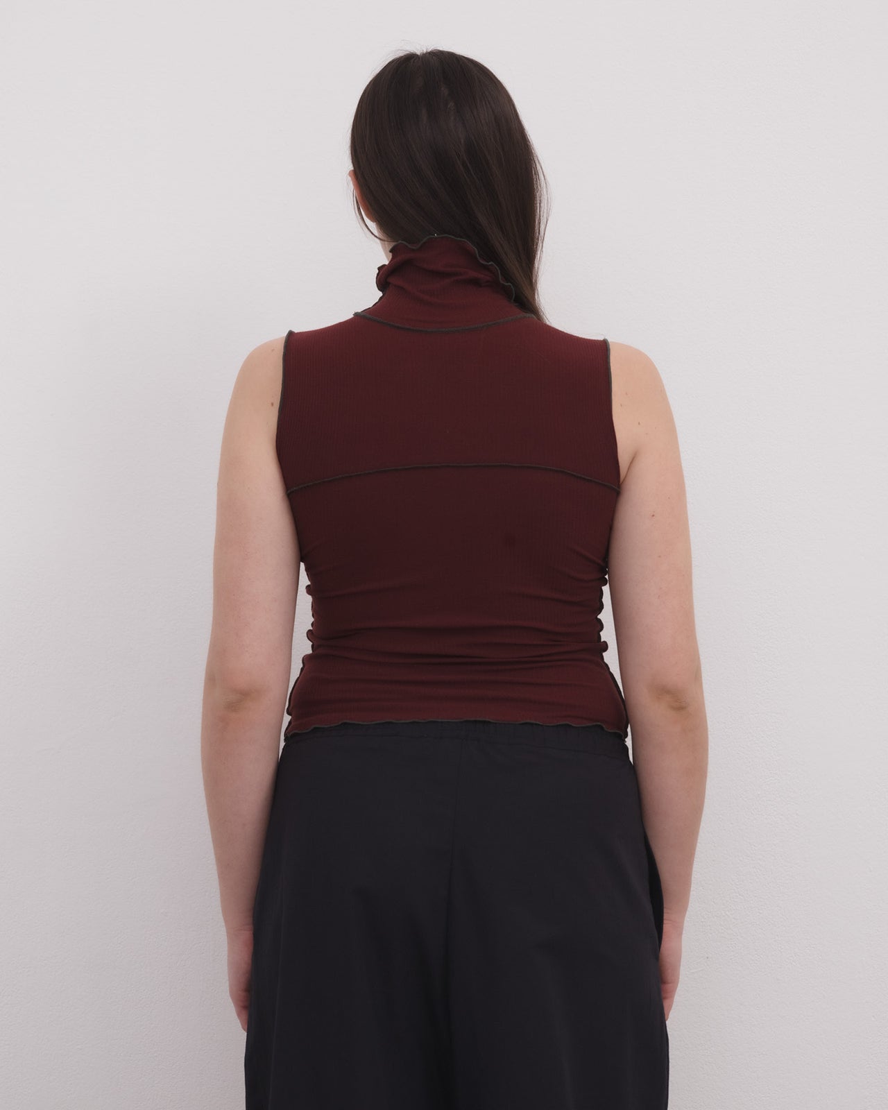 Cinder Turtleneck Tank - Organic Cotton Rib - Nara Red