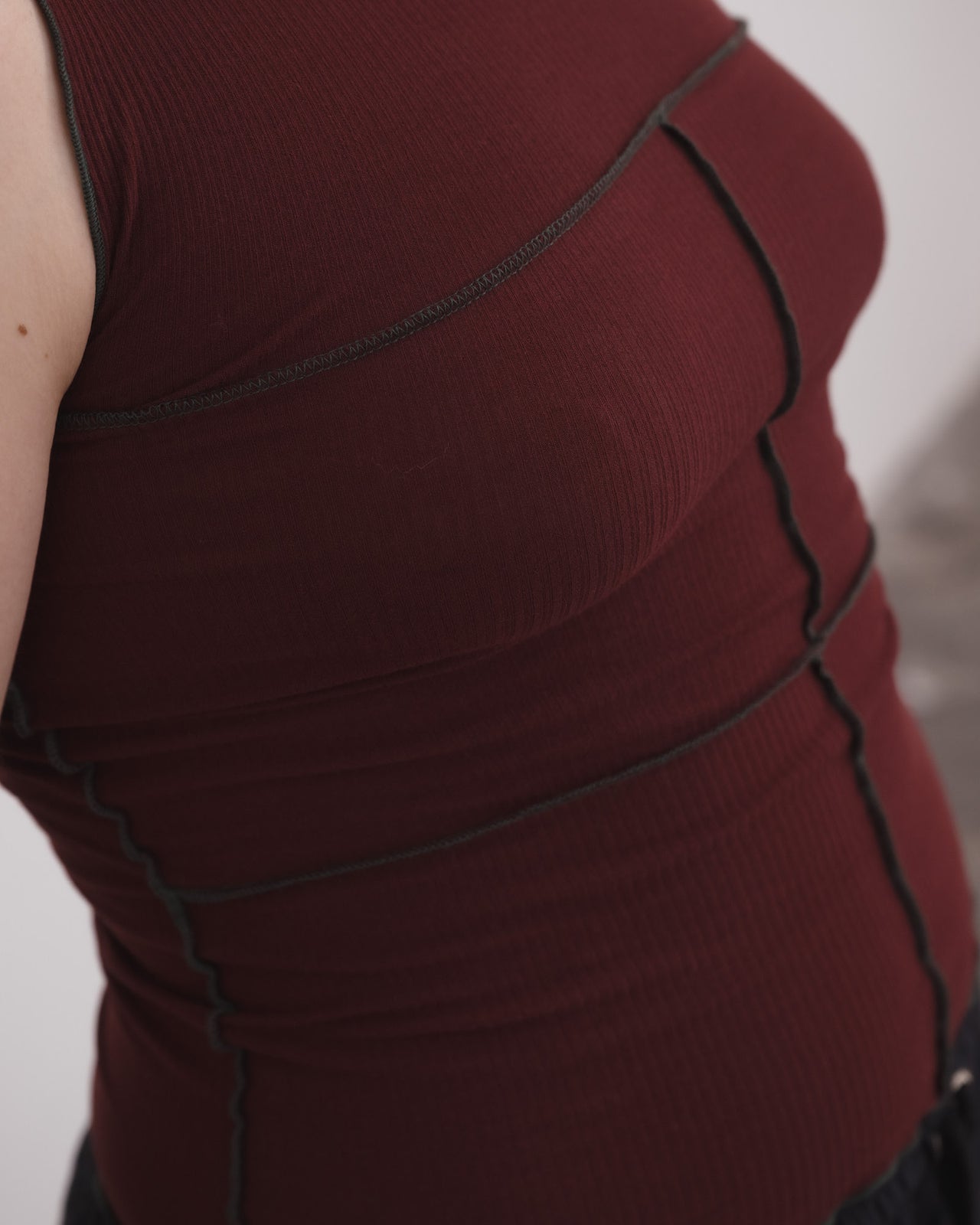 Cinder Turtleneck Tank - Organic Cotton Rib - Nara Red