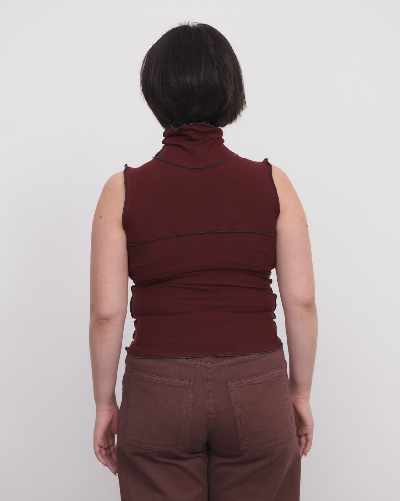 Cinder Turtleneck Tank - Organic Cotton Rib - Nara Red