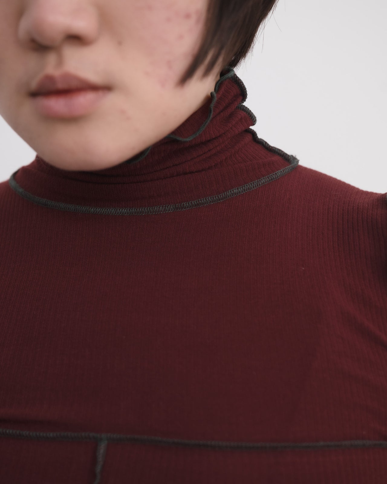 Cinder Turtleneck Tank - Organic Cotton Rib - Nara Red