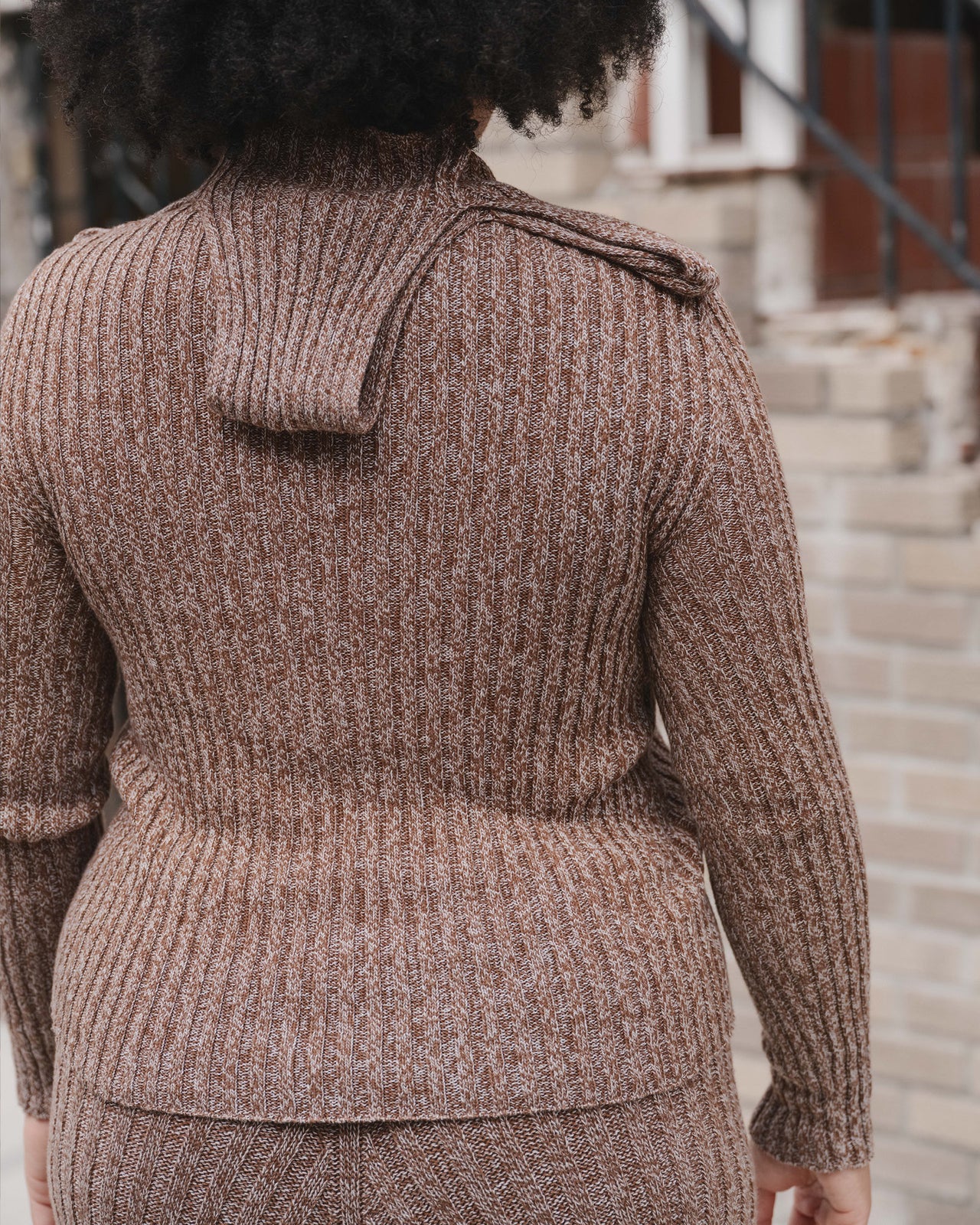 Cirri Long Sleeve Turtleneck - Organic Cotton - Grey Brown Melange