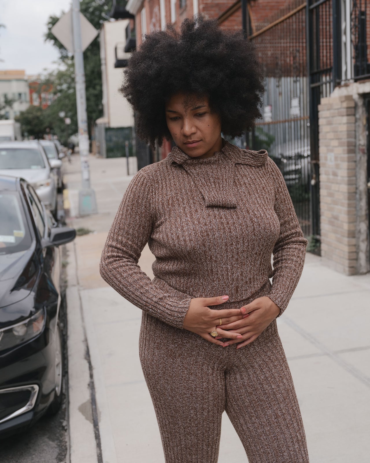 Cirri Long Sleeve Turtleneck - Organic Cotton - Grey Brown Melange