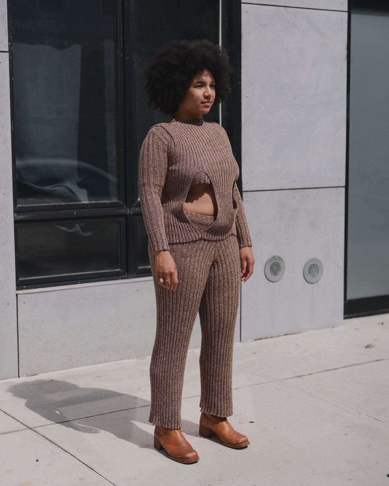 Cirri Sleeveless Top - Organic Cotton - Grey Brown Melange