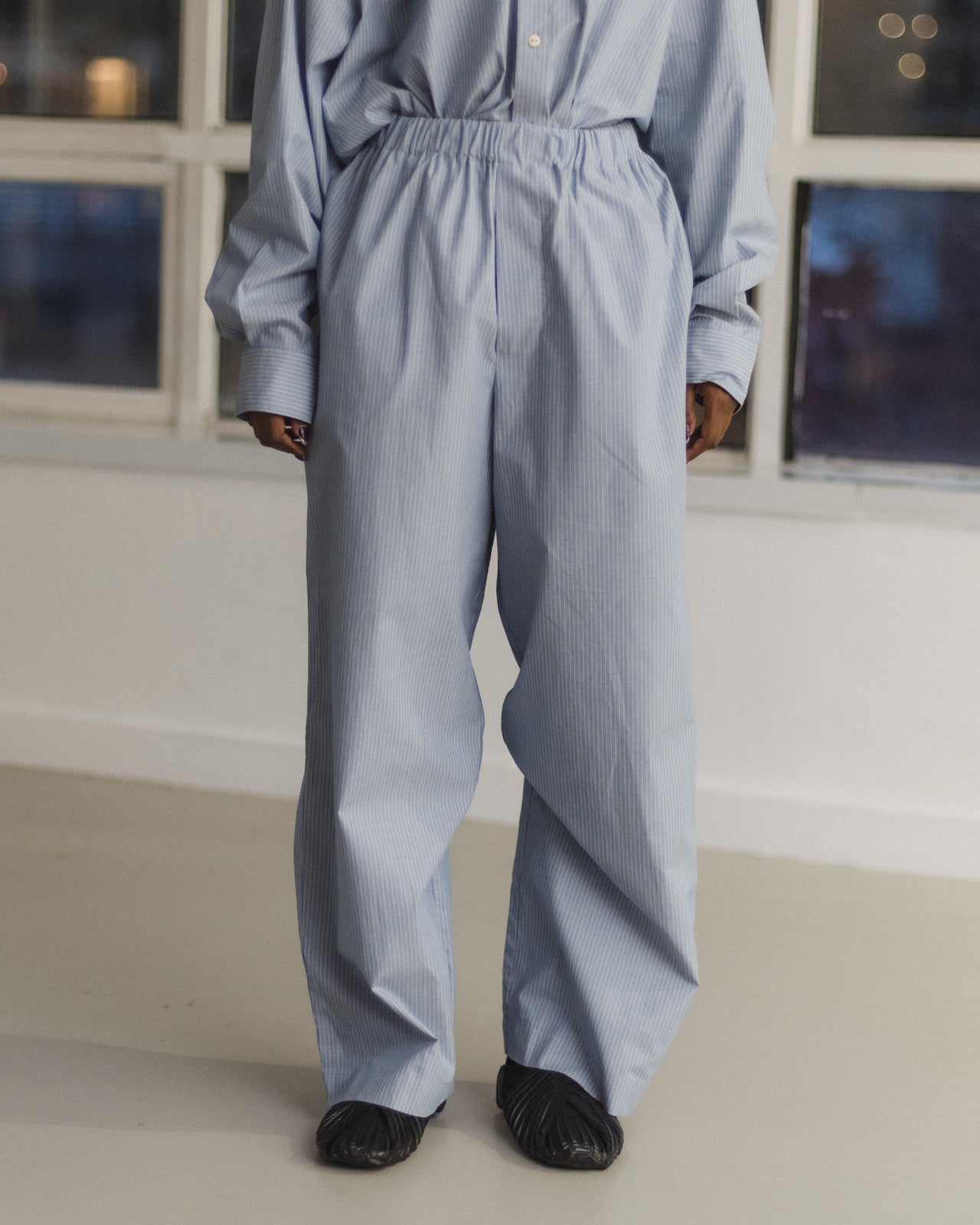 Claude Pants - Organic Cotton Poplin - Blue Stripe