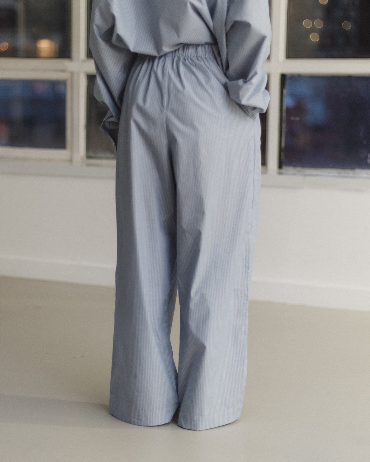 Claude Pants - Organic Cotton Poplin - Blue Stripe