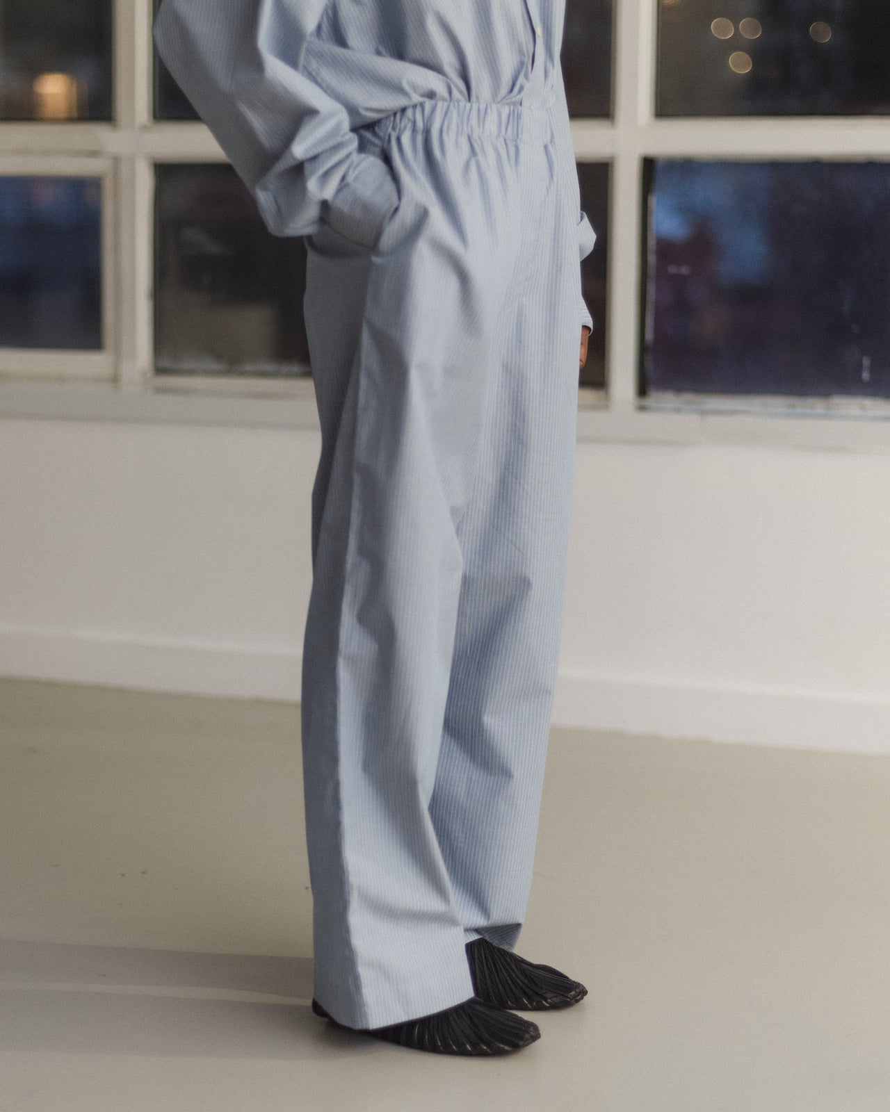 Claude Pants - Organic Cotton Poplin - Blue Stripe