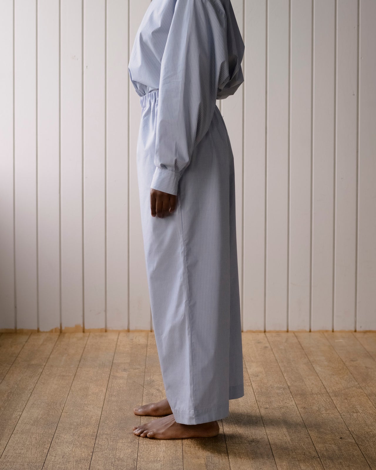 Claude Pants - Organic Cotton Poplin - Blue Stripe