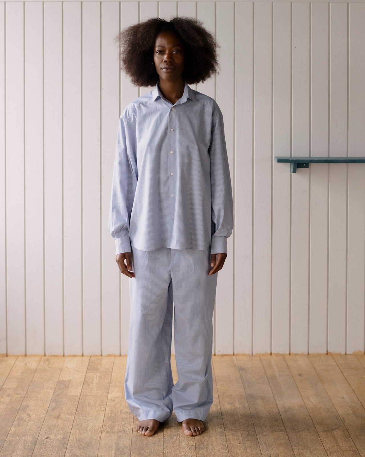 Claude Pants - Organic Cotton Poplin - Blue Stripe