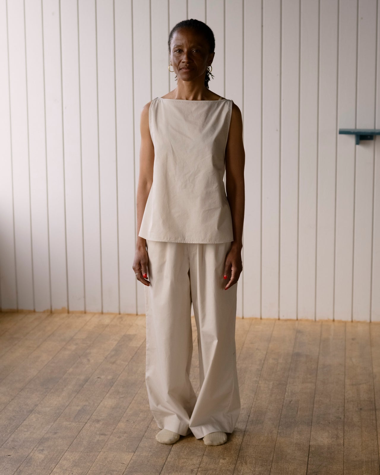 Claude Pants - Organic Cotton Poplin - Brown Stripe