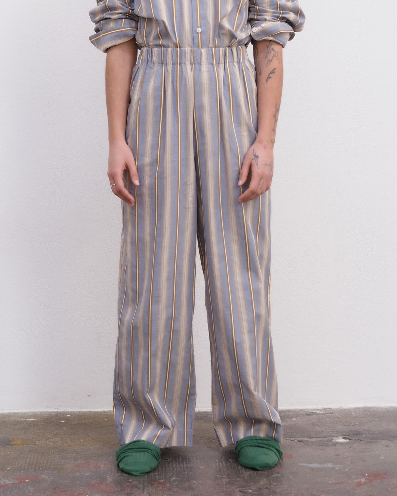 Claude Pants - Organic Cotton Poplin - Grid Stripe